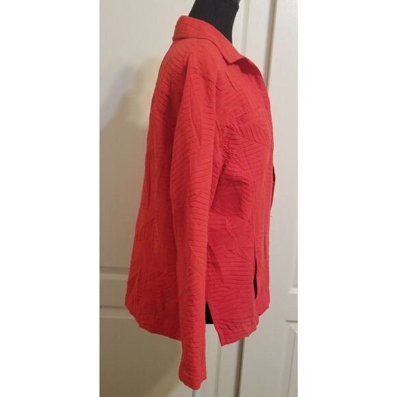 Erin London Women's Red Crinkle Blazer Jacket Button up Long Sleeve Size S - LN - Picture 2 of 9
